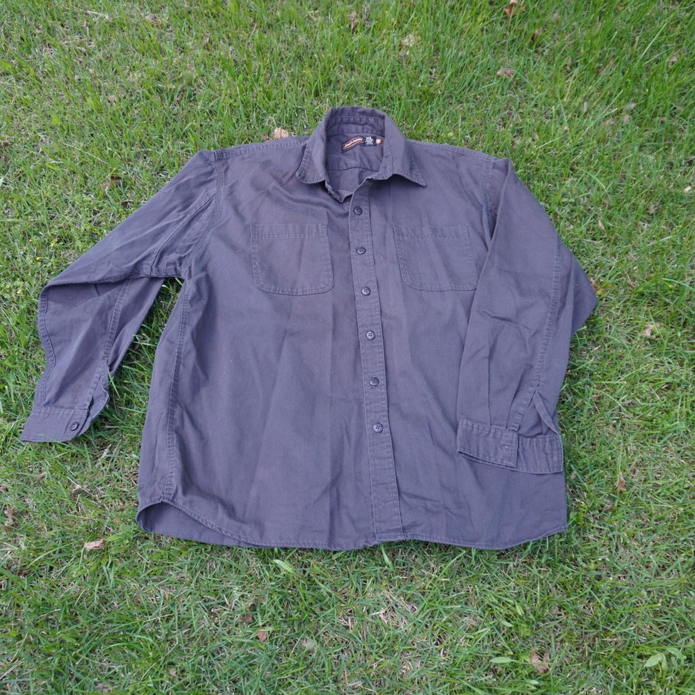 Jesse James Work Shirt Button‎ Up Long Sleeve Pockets Gray XL Utility Industrial